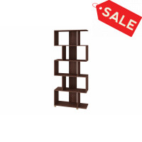 Manhattan Comfort 18AMC164 Petrolina Z- Shelf  with  5 shelves in Nut Brown